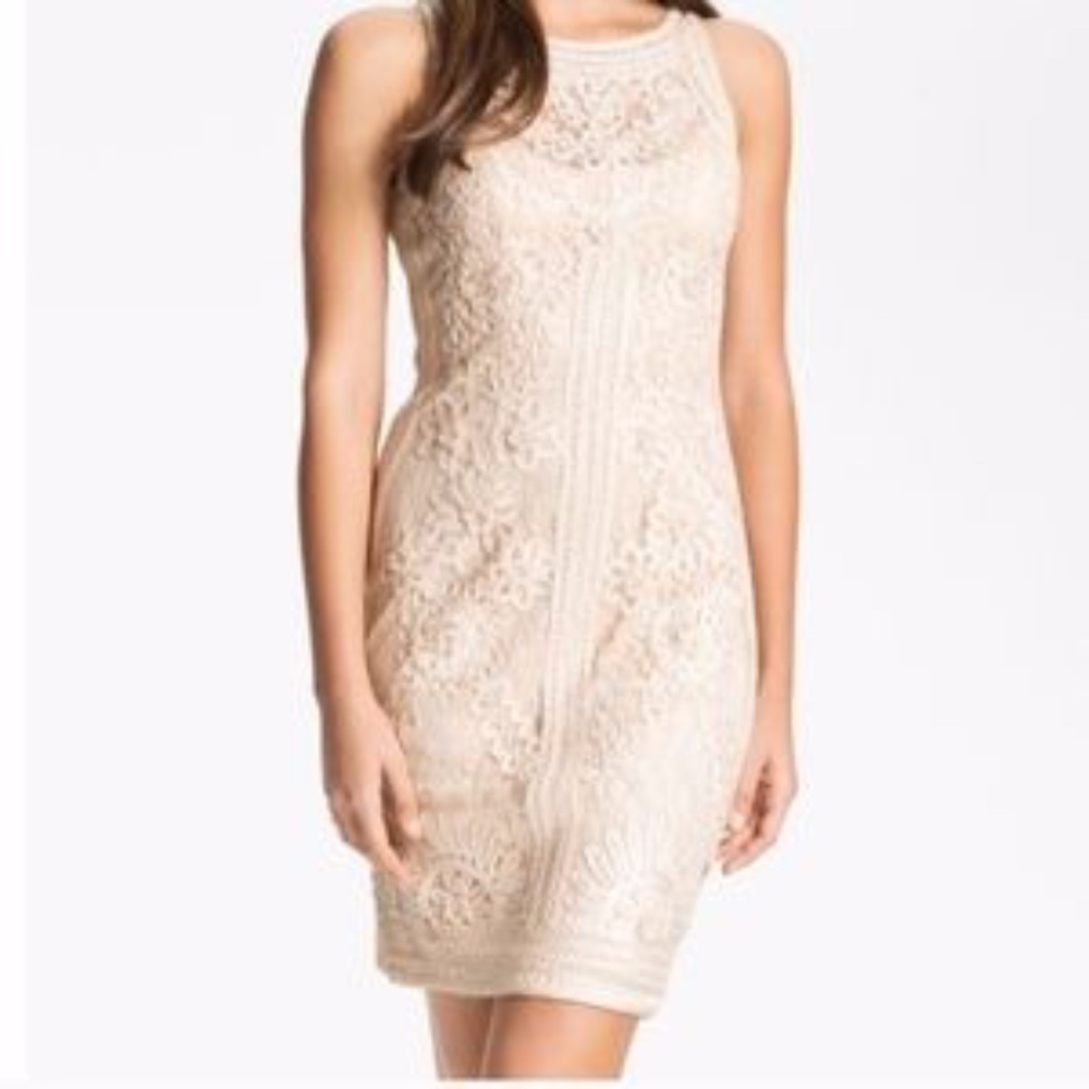 Sue Wong nocturne Cream bodice lace sheath